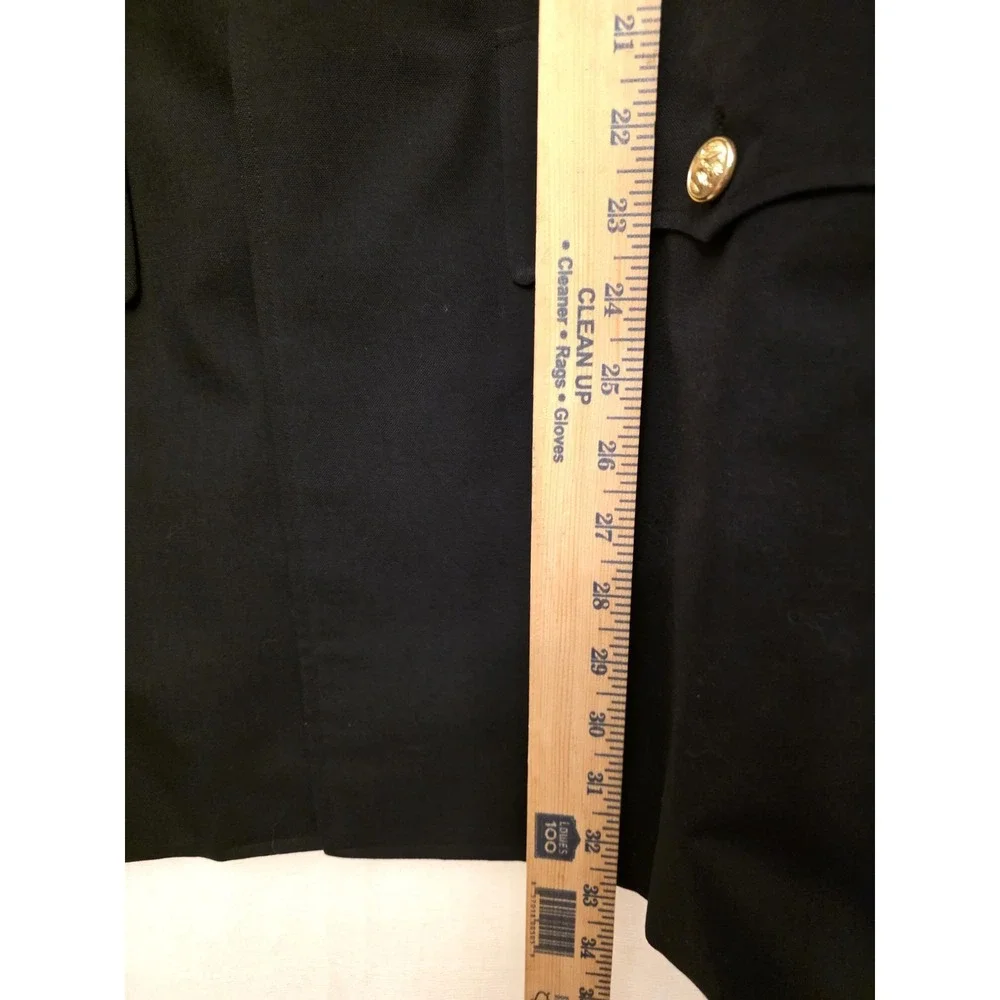 Vintage Sangwoo Suit Jacket Mens 40 Black Navy Officer Gold Buttons Hong Kong 90